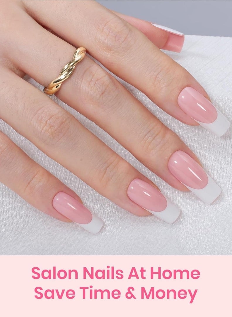 ريمي بيلا أظافر فرنش جل - أظافر فرنش جاهزة بالضغط بشكل سكوير مع برايمر وطبقة أساس مُسبقة 150 قطعة - Image 5