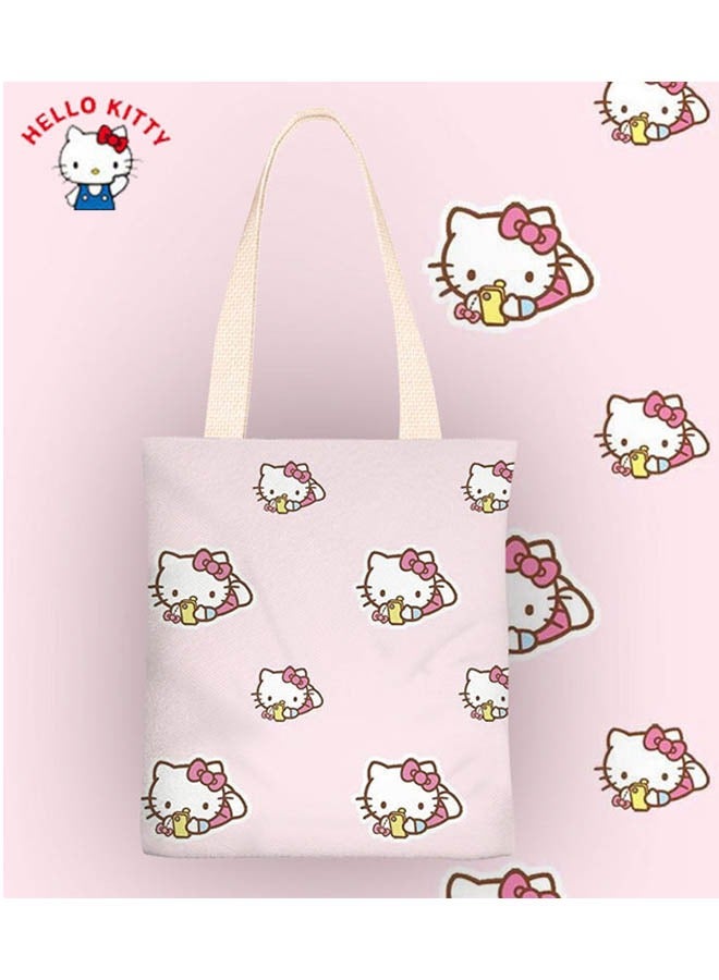 هالو كيتي جديد الكرتون سانريو مرحبا كيتي حقيبة قماش قنب حقيبة كتف حقيبة بسيطة حقيبة عادية حقيبة الطالب الطبقة - Image 1