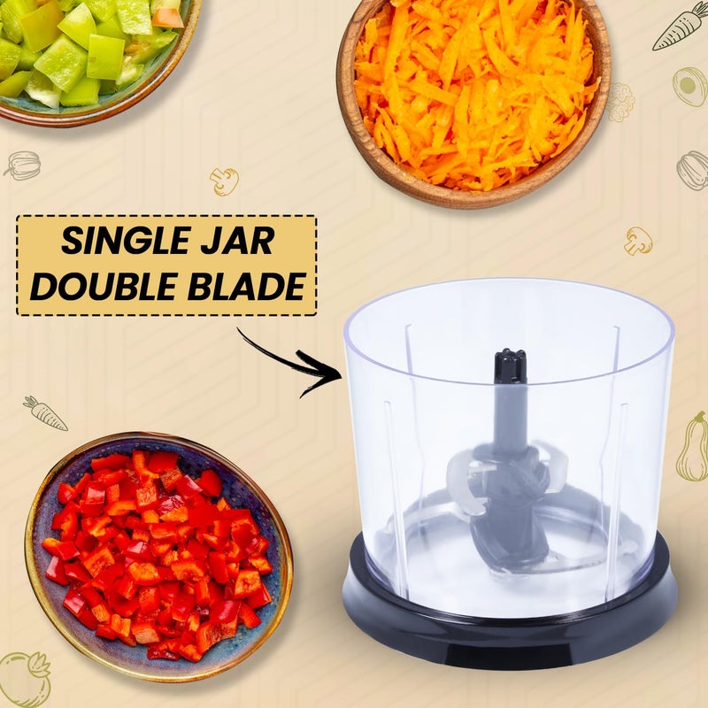 Jenefy Electric Vegetable Chopper for Kitchen 500 ml Bowl Copper Motor 275 Watts For Chop Mince Puree Whisk 4 Bi Level Stainless steel Blade for Chopping Vegetable and Fruits Grey - Image 5