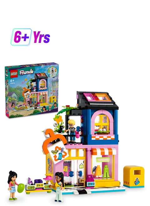 42614 Friends Vintage Fashion Store Social-Emotional Toy, Buildable Model, Role-Play Gift Idea for Kids, Girls and Boys Aged 6 Years Old and Over with Mini-Doll Characters and Cat Figure