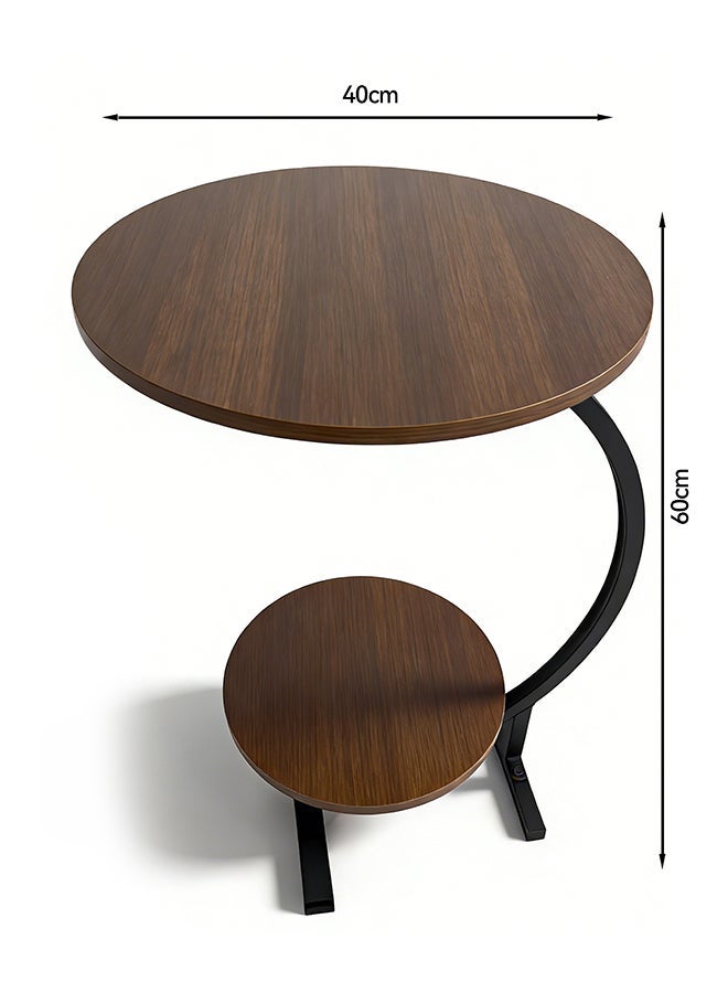 Migue home طاولة قهوة دائرية بطبقتين لغرفة المعيشة، طاولة جانبية، سهلة التجميع، 60 سم ارتفاع × 40 سم عرض، لون الجوز - Image 3