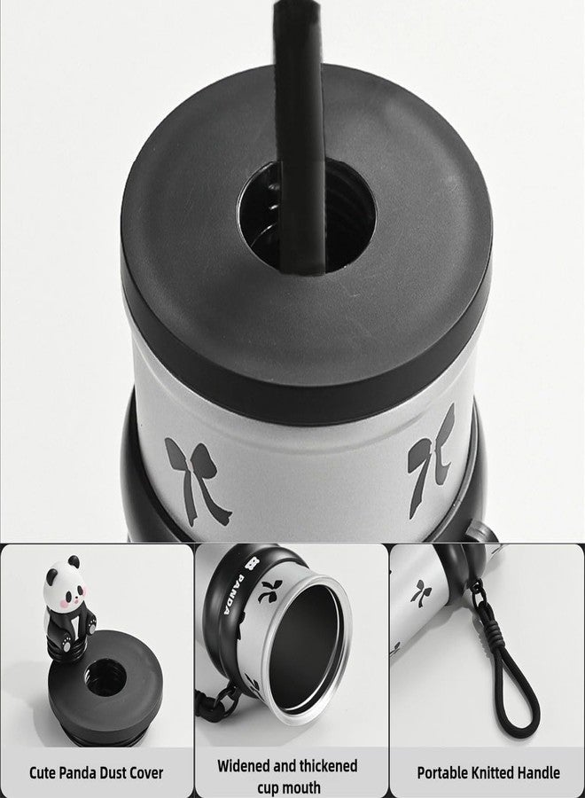 KolorFish Panda Style 700ml Water Bottle for Kids | Leakproof Travel Sipper | BPA-Free | Reusable Cute Design Tumbler | 304 Stainless Steel Inner (Black) - Image 5
