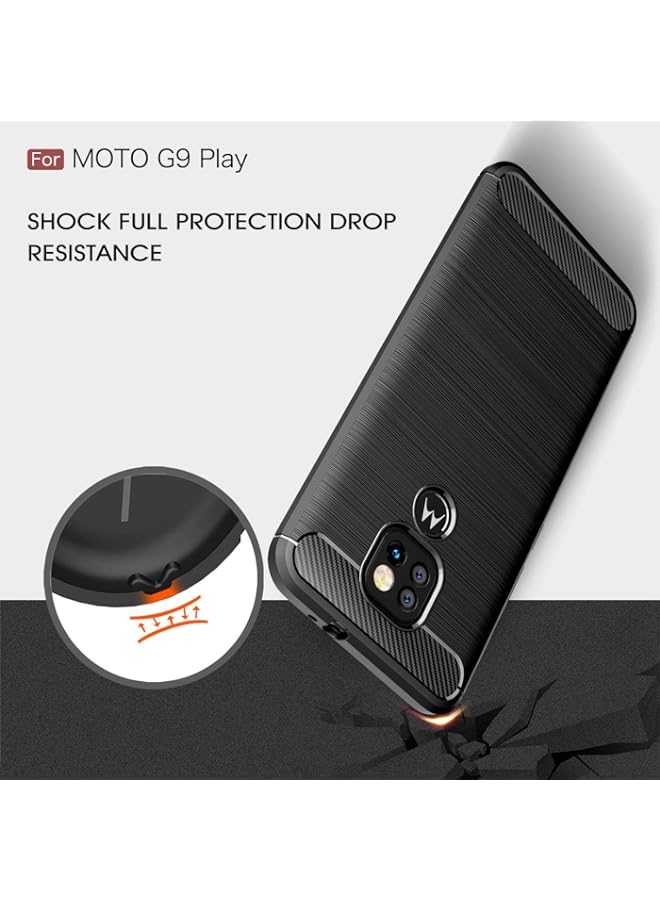 Case for Motorola Moto G9 Play with 2 Screen Protector, Stylish Slim&Thin Carbon Fiber Pattern Phone Case for Motorola Moto G9 Play (Moto G9 Play, Blue)