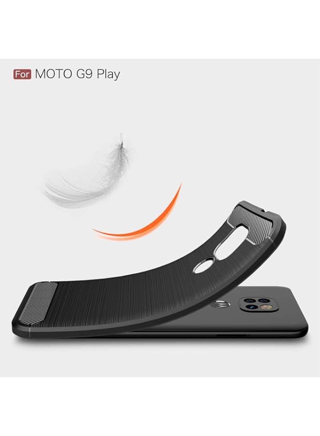 Case for Motorola Moto G9 Play with 2 Screen Protector, Stylish Slim&Thin Carbon Fiber Pattern Phone Case for Motorola Moto G9 Play (Moto G9 Play, Blue)