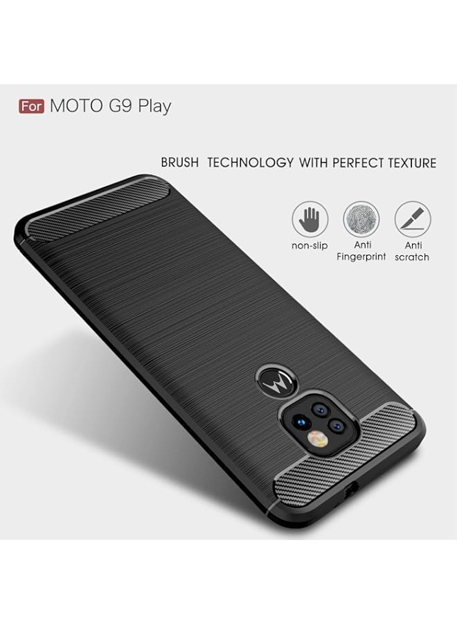 Case for Motorola Moto G9 Play with 2 Screen Protector, Stylish Slim&Thin Carbon Fiber Pattern Phone Case for Motorola Moto G9 Play (Moto G9 Play, Blue)