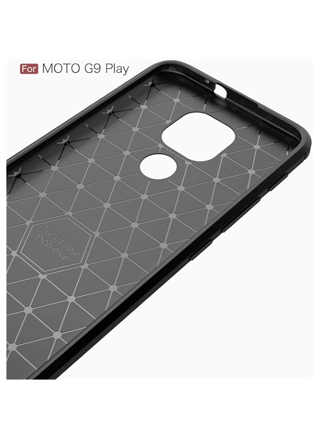Case for Motorola Moto G9 Play with 2 Screen Protector, Stylish Slim&Thin Carbon Fiber Pattern Phone Case for Motorola Moto G9 Play (Moto G9 Play, Blue)
