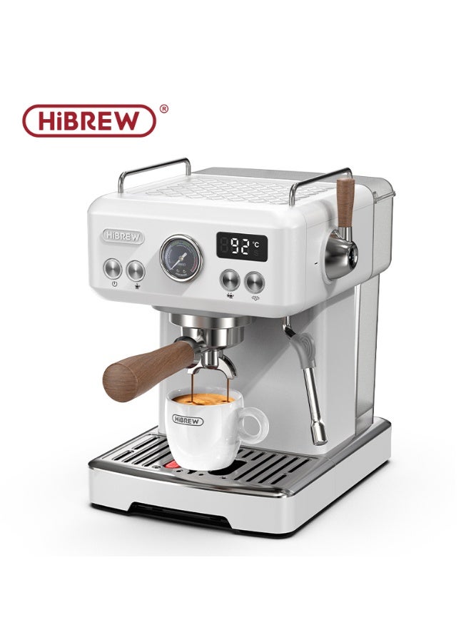 هيبرو ماكينة قهوة إسبريسو نصف أوتوماتيكية من HiBREW، مزودة بوظيفة DIY، ضغط 20 بار، درجة حرارة قابلة للتعديل مع صمام تخفيف الضغط التلقائي، مناسبة لتحضير الكابتشينو واللاتيه، مع خفاقة حليب H10plus - Image 1