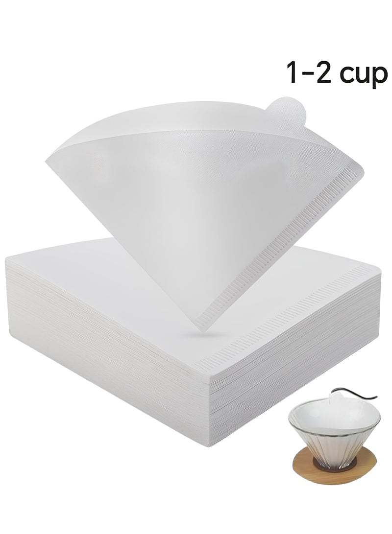 100 قطعة فلاتر قهوة V60 - ورق طبيعي غير مبيض لتقطير 1-2 أكواب بتصميم مخروطي مطور - Image 1