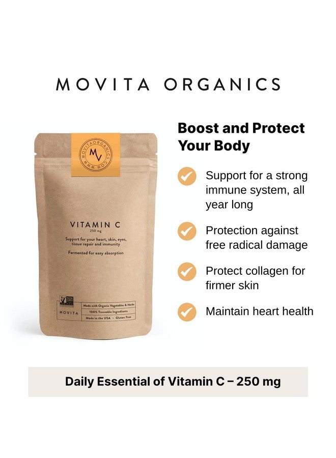 Movita Movita Fermented Vitamin C 250mg - Immunity Booster, Antioxidant Protection, Aids Collagen Synthesis & Iron Absorption - Organic, Vegan, Gluten-Free, Non-GMO - 30-Day Supply (Eco-Friendly Pouch) - Image 2