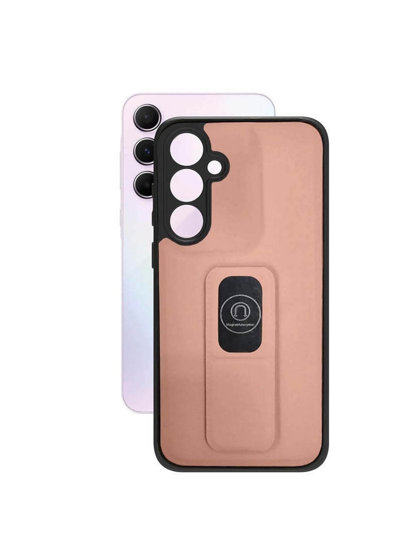 Techie Stylish TPU Silicone Back Cover Case with Magnetic Secure Hand Grip Kickstand for Samsung Galaxy A16 – Pink - Image 3