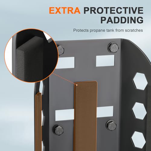 SKYJDM Propane Tank Holder for 5lb & 10lb Tanks, 3mm Thickened Mount Bracket with 2 Straps and Protective Padding for Truck, Car, RV, Trailers, Camping, Fit 9 in Diameter Bottle - Image 4