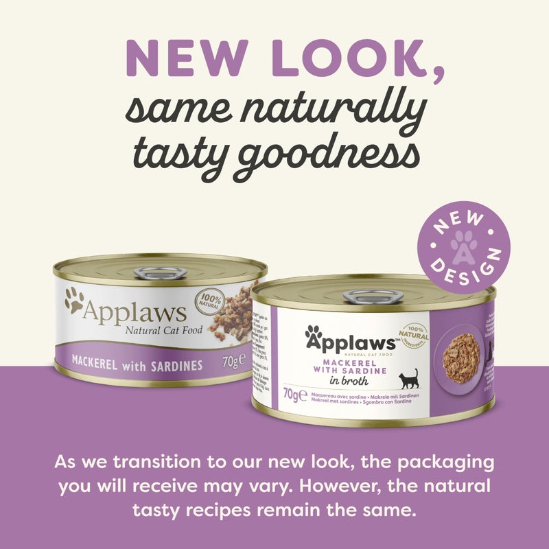 Applaws Natural Premium Wet Cat Food for Adult Cats, Mackerel with Sardine in Broth Pack of 24 x 70g Cans - Image 4