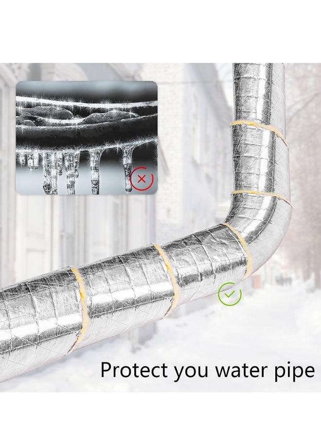 Fiberglass Pipe Insulation Wrap with Foil Back, 32.8 Ft Ceramic Foam Strip for Indoor/Outdoor Pipe Insulation, Ideal for Freezing Weather - 2 Pack - Image 3