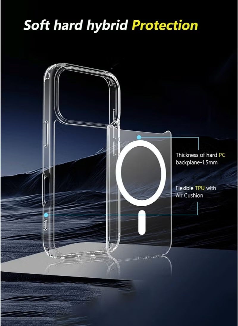general MAGEASY Bright M Magnetic Clear Case for iPhone 17 Pro Max – Military-Grade 16ft Drop Protection, 12N Ultra-Strong MagSafe Support, Anti-Yellowing Crystal Clear Hybrid Cover - Image 5