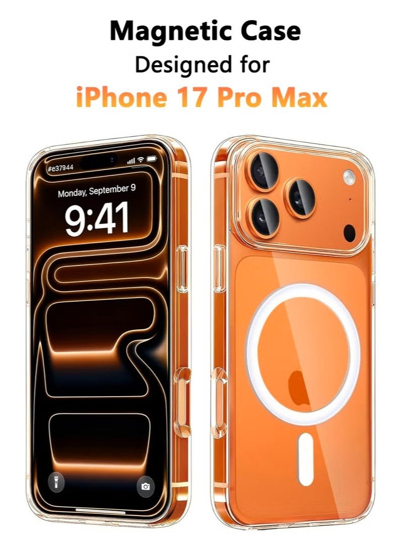 general MAGEASY Bright M Magnetic Clear Case for iPhone 17 Pro Max – Military-Grade 16ft Drop Protection, 12N Ultra-Strong MagSafe Support, Anti-Yellowing Crystal Clear Hybrid Cover - Image 1
