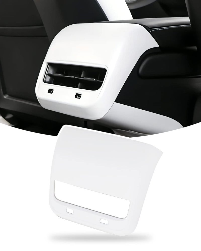 LIMBQS AC Vents Cover for Tesla Model 3 2017-2023, Rear Center Console Air Vent Trim for Tesla Model Y 2019-2024 (Matte White) - Image 1