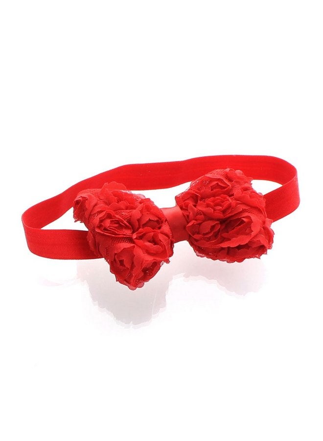 My Lello Girls Fabric Rose Bow Headbands 2 Pack (Red/Navy) - Image 3