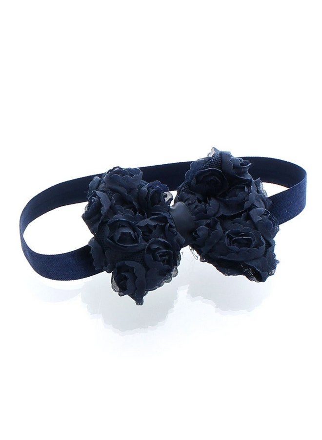 My Lello Girls Fabric Rose Bow Headbands 2 Pack (Red/Navy) - Image 4