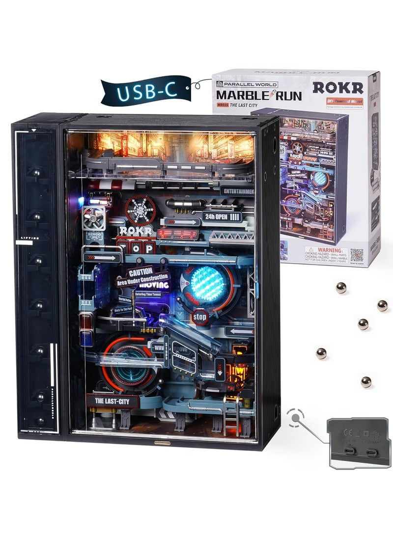Robotime ROKR Marble Run Last City 3D Puzzle Adult Model Gaming Decoration Setup Expandable Kits Cyberpunk Gift Idea for Teens and Adults Parallel World MR01S  - Image 1