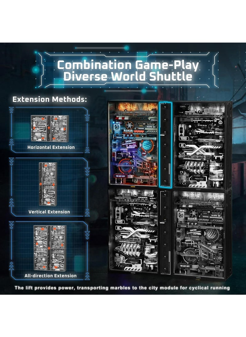 Robotime ROKR Marble Run Last City 3D Puzzle Adult Model Gaming Decoration Setup Expandable Kits Cyberpunk Gift Idea for Teens and Adults Parallel World MR01S  - Image 5
