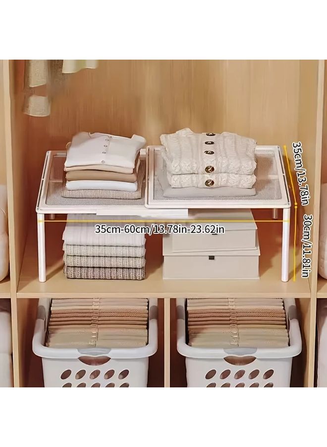 1pc Expandable And Adjustable Closet Organizer Length 13 78 To 23 62 Inch Space Saving Stackable Shelf System For Home Kitchen Bedroom Cabinets Desk Storage Wardrobe Storage Solution - Image 5