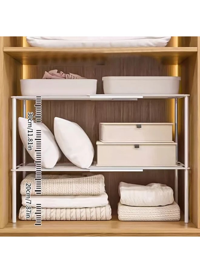 1pc Expandable And Adjustable Closet Organizer Length 13 78 To 23 62 Inch Space Saving Stackable Shelf System For Home Kitchen Bedroom Cabinets Desk Storage Wardrobe Storage Solution - Image 4