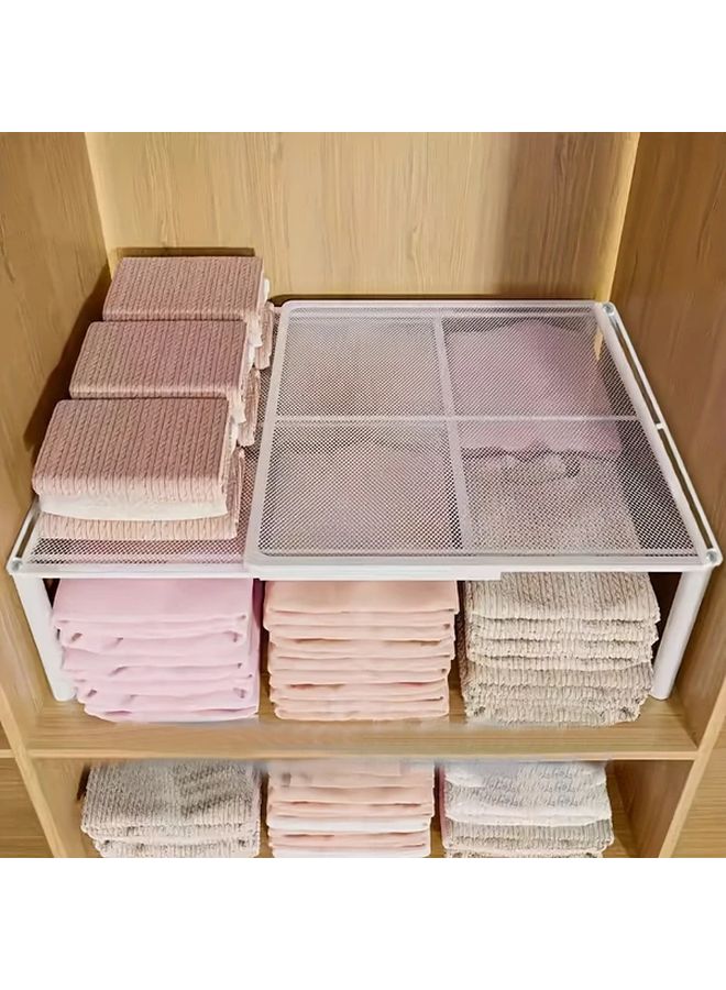 1pc Expandable And Adjustable Closet Organizer Length 13 78 To 23 62 Inch Space Saving Stackable Shelf System For Home Kitchen Bedroom Cabinets Desk Storage Wardrobe Storage Solution - Image 1