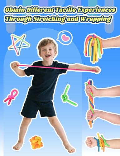 Diltik 10 Pack Sensory Toys for Kids Upgraded ExtraThick Stretchy Sensory Strings for Autism ADHD Anxiety Gift Box Perfect Stocking Stuffers for Boys Girls Ideal for Travel or Classroom Smooth - Image 5