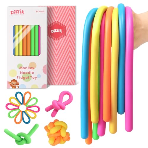Diltik 10 Pack Sensory Toys for Kids Upgraded ExtraThick Stretchy Sensory Strings for Autism ADHD Anxiety Gift Box Perfect Stocking Stuffers for Boys Girls Ideal for Travel or Classroom Smooth - Image 1