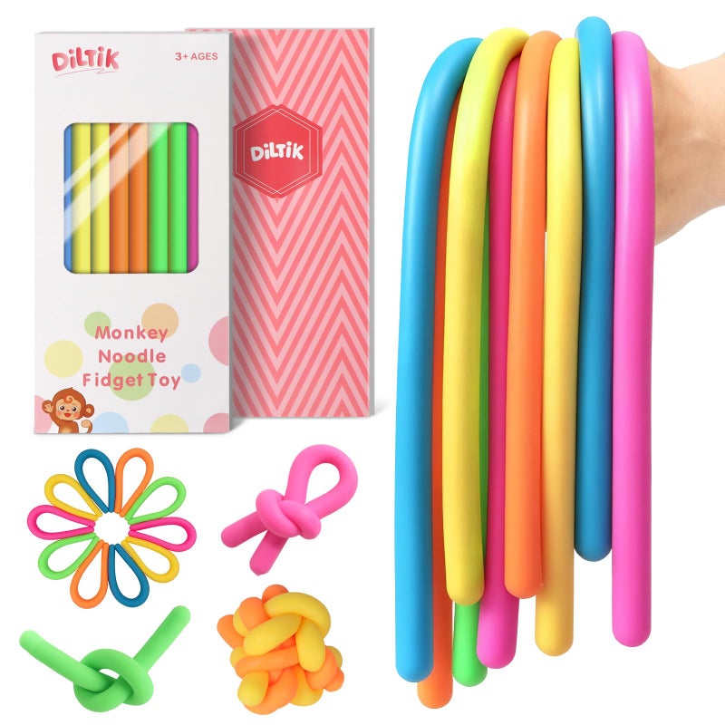 Diltik 10 Pack Sensory Toys for Kids Upgraded ExtraThick Stretchy Sensory Strings for Autism ADHD Anxiety Gift Box Perfect Stocking Stuffers for Boys Girls Ideal for Travel or Classroom Smooth - Image 3