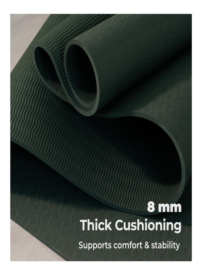 Lifelong Yoga Mat For Men & Women | 8mm Thick TPE Cushioning | Non-Toxic & Sweat-Resistant | Lightweight & Portable With Carry Bag | Home & Studio Workout Mat | Made in India (Olive Green) - Image 1