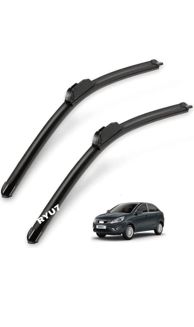 RYU7® Aerodynamic Design Frameless Wiper Blades Compatible with Tata Zest, Size- 24" 14" (Pack of 2) - Image 1