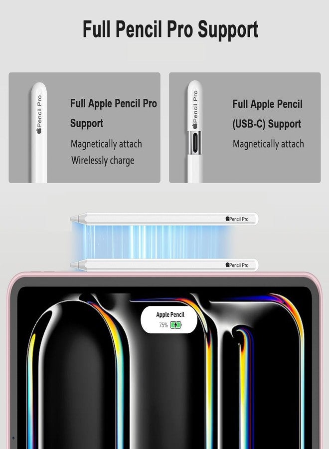 iMieet جراب iMieet لجهاز iPad Pro مقاس 13 بوصة طراز M4 (2024) مع حامل قلم، [يدعم قلم Apple Pencil Pro وقلم Apple Pencil (USB-C)]، جراب ذكي ثلاثي الطي مع ظهر من مادة TPU الناعمة، خاصية التشغيل/الإيقاف التلقائي (وردي) - Image 2