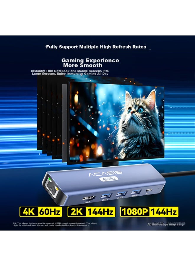 Acasis Type-c Desktop Expansion Dock, Hdmi Hub, Usb Splitter, 4k 60hz Screen Mirroring, Network Port Converter, Ipad Pro, Apple Mac Adapter, 1 Meter, Ds-7hn6m1 - Image 2