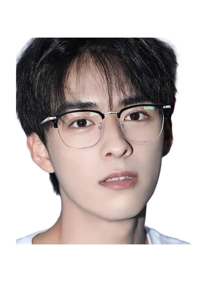 Boshide Myopia Glasses, Anti-Blue Light Glasses, Prescription Glasses For Myopia, Black And Silver, 400 Degrees For Both Eyes - Image 2