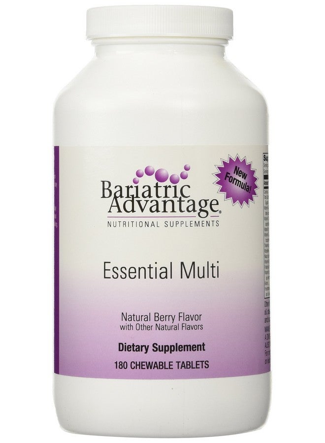 Bariatric Advantage Essential Multivitamin Without Iron - 200 DV of Key Nutrients - Trace Mineral Support - Multivitamins for Bariatric Patients - Berry - 180 Tablets - Image 1