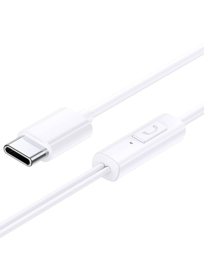 Baseus Encok CZ11 Wired Headphone, USB-C In-Ear Earphone with Mic - White White - Image 3