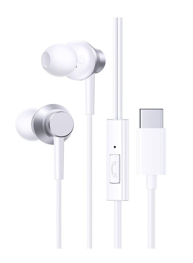 Baseus Encok CZ11 Wired Headphone, USB-C In-Ear Earphone with Mic - White White - Image 1