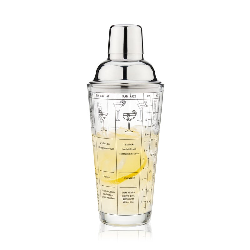 True Glass Cocktail Shaker with 7 Classic Recipes and Measurements Drink Shakers for Cocktails Hosting Birthday Party Special Occasions BBQ Dinner Home Bar Accessories 135 oz Set of 1 Clear