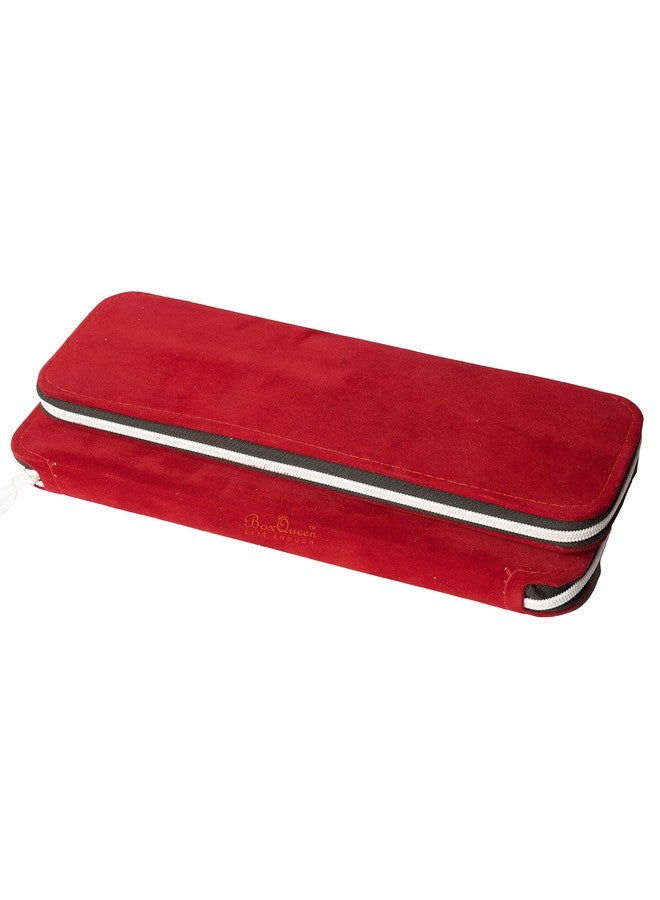Box Queen Red Velvet Jewel Jewellery Zip Purse Pouch For Long Necklace Chain and Earring - Image 4