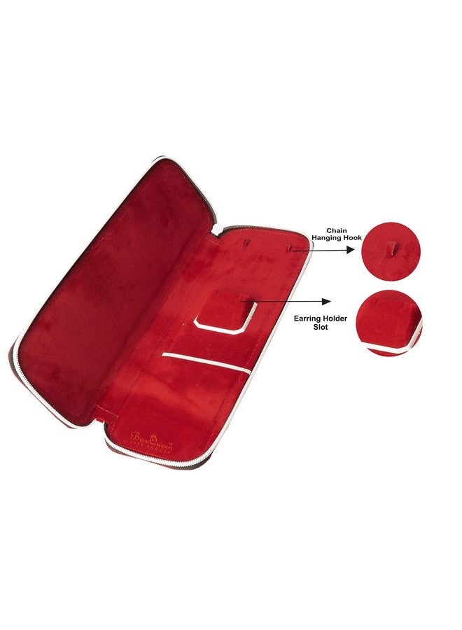 Box Queen Red Velvet Jewel Jewellery Zip Purse Pouch For Long Necklace Chain and Earring - Image 3