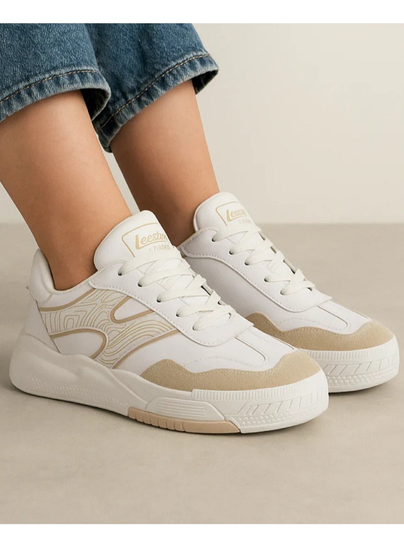 Sneakers featuring a modern and elegant design NR-2006-WHITE&BEIGE