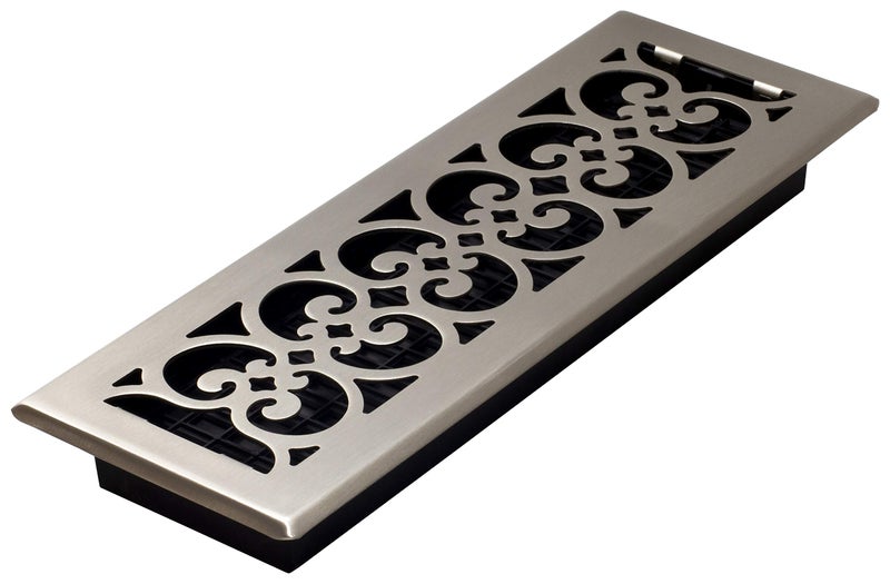 Decor Grates SPH414NKL Floor Register 4x14 Brushed Nickel Finish