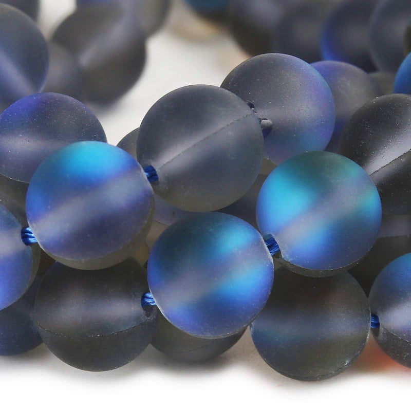 BONNY BOXX Matte Gray Aurora Crystal Glass Beads, 6MM Frosted Glitter Shining Mermaid Round Loose Beads, Rainbow Holographic Synthetic Moonstone for Jewelry Making DIY Bracelet - Image 3