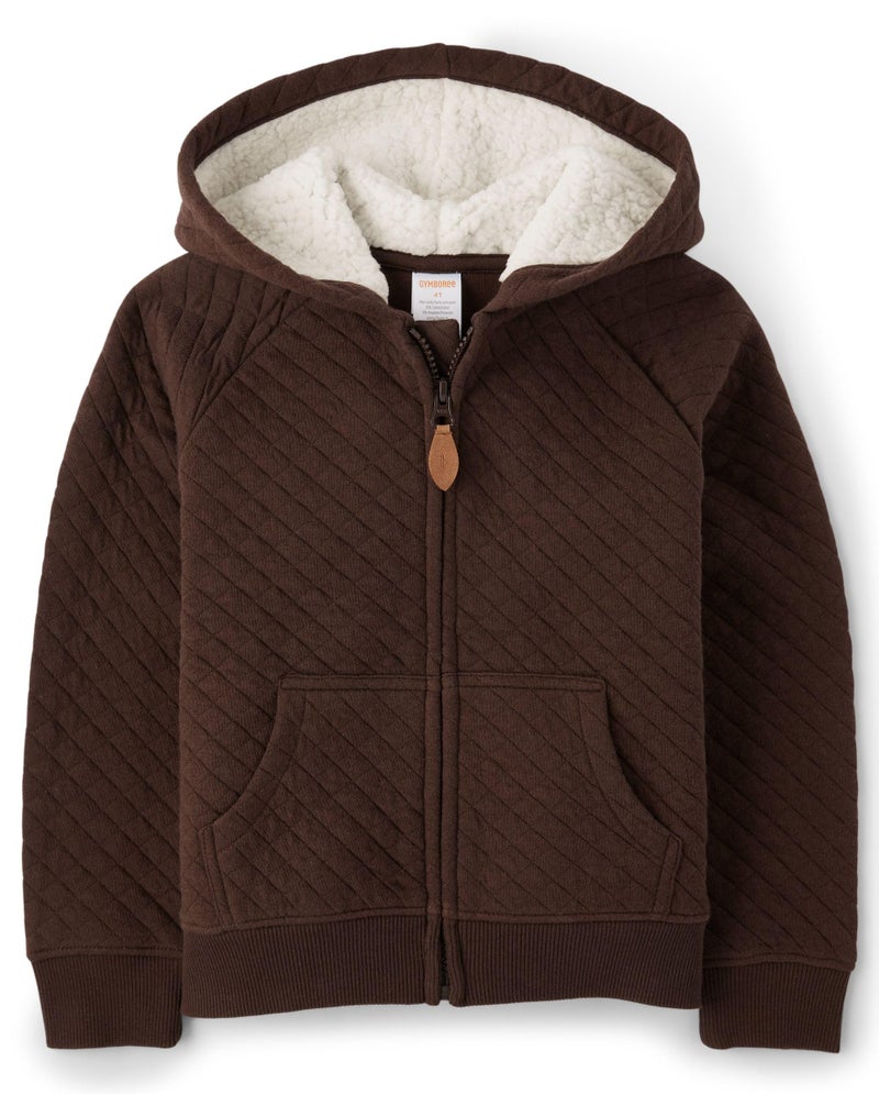 Gymboree,and Toddler Long Sleeve Zip Up Hoodie,Dark Brown,10 - Image 1