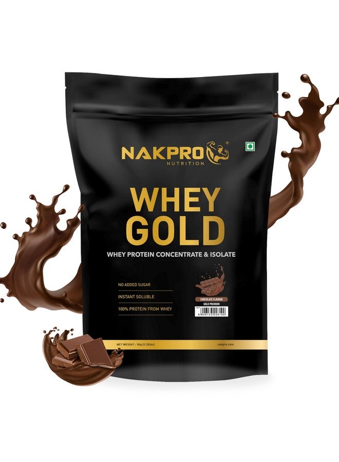 NAKPRO Gold Premium Whey Protein 1kg Chocolate | Isolate & Concentrate, 27g Protein, 6g BCAA | 100% Authentic Supplement Powder & No Adulteration | Fast Absorbing Whey Protein Powder - Image 1
