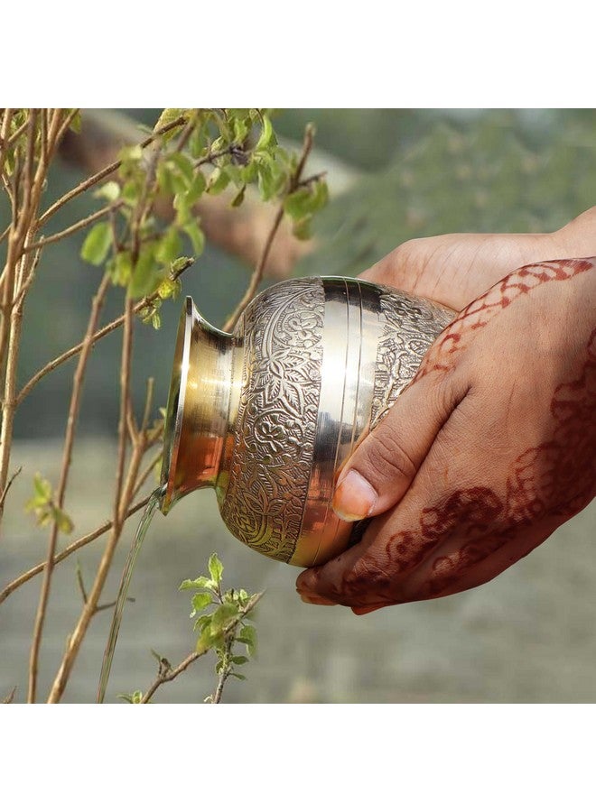 Pure Source India Pure Brass Lota/Kalash for Puja, Mandir, Weeding, Festival & Religious Occasion (Gold) (4.7inch) (600ml) - Image 2