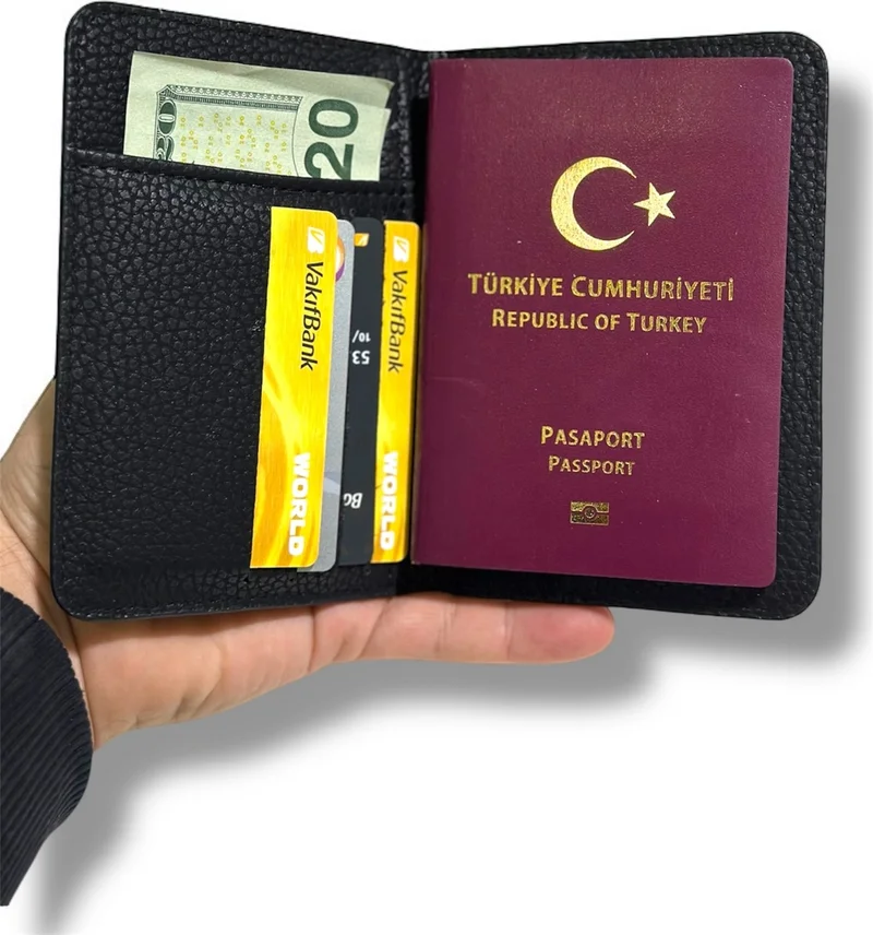 جيمبو Vegan Leather Passport Case with Credit Card Holder and Money Compartment Passport Case with Wallet