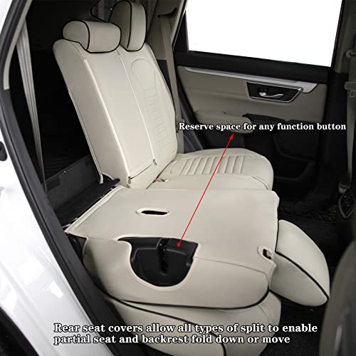 HKZ أغطية مقاعد السيارة HKZ Fit CRV مجموعة كاملة لهوندا CR-V 2017 2018 2019 2020 2021 2022 CRV Touring; CR-V EX; CR-V Sport; CR-V SE & CR-V EX-L - جلد (بيج) - Image 3