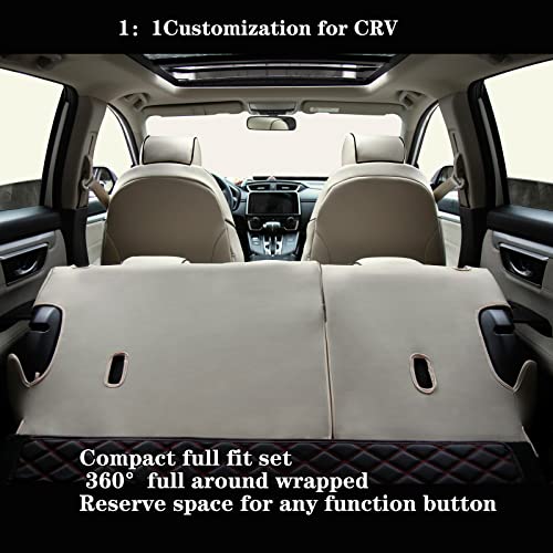 HKZ أغطية مقاعد السيارة HKZ Fit CRV مجموعة كاملة لهوندا CR-V 2017 2018 2019 2020 2021 2022 CRV Touring; CR-V EX; CR-V Sport; CR-V SE & CR-V EX-L - جلد (بيج) - Image 4